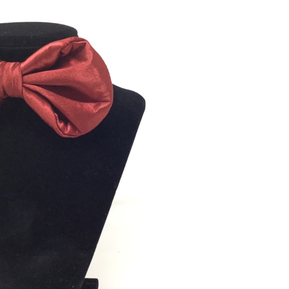 Wine Red Silky Solid Handcrafted Bow Tie - Picture 4 of 14